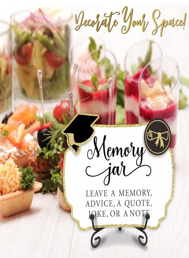 NYCTUG Grad Party Wooden Table Sign - Memory Jar Leave A Memory - Buffet Sign, Treat Sign With Metal Support & 2 DIY Wood Decor With Velcro, Grad Party Decorations & Supplies - 10, White - Image 3